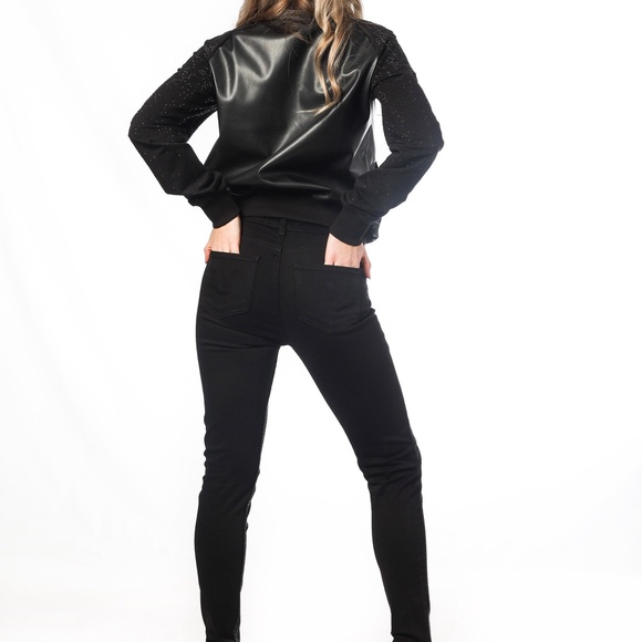 New Rhinestone HighWaisted Jeans Denim Skinny Jeans Women Embellished Slim Pants - Picture 12 of 17